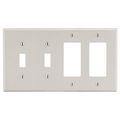 Hubbell Wiring Device-Kellems Wallplate, 4-Gang, 2) Toggle 2) Decorator, Light Almond P2262LA